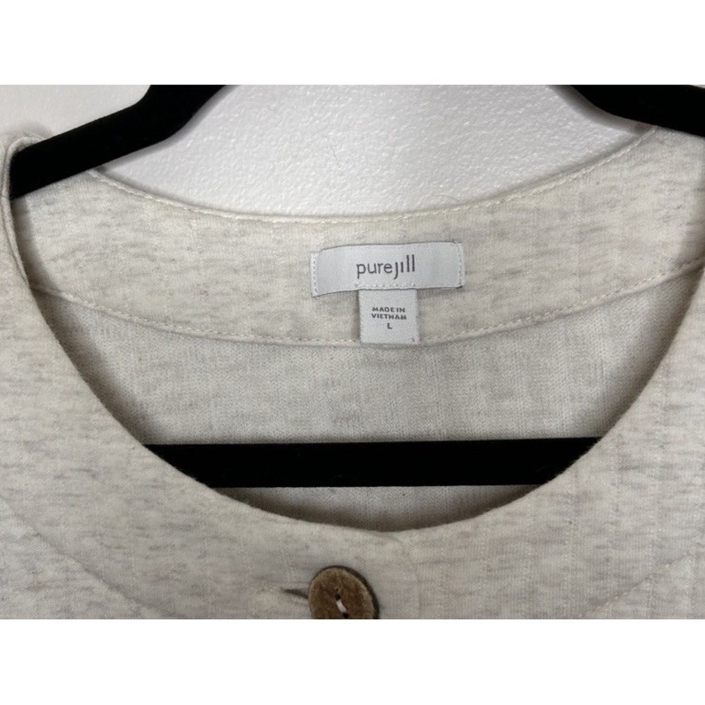 Pure Jill Jacket Women's Oatmeal Cotton Quilted Travel Career Preppy Size Large - Picture 4 of 10
